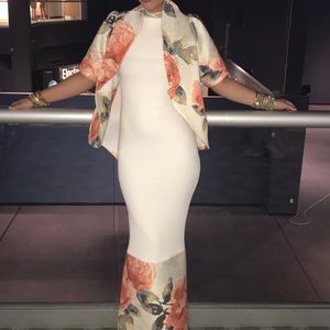 Ankle length mermaid dress with bolero jacket